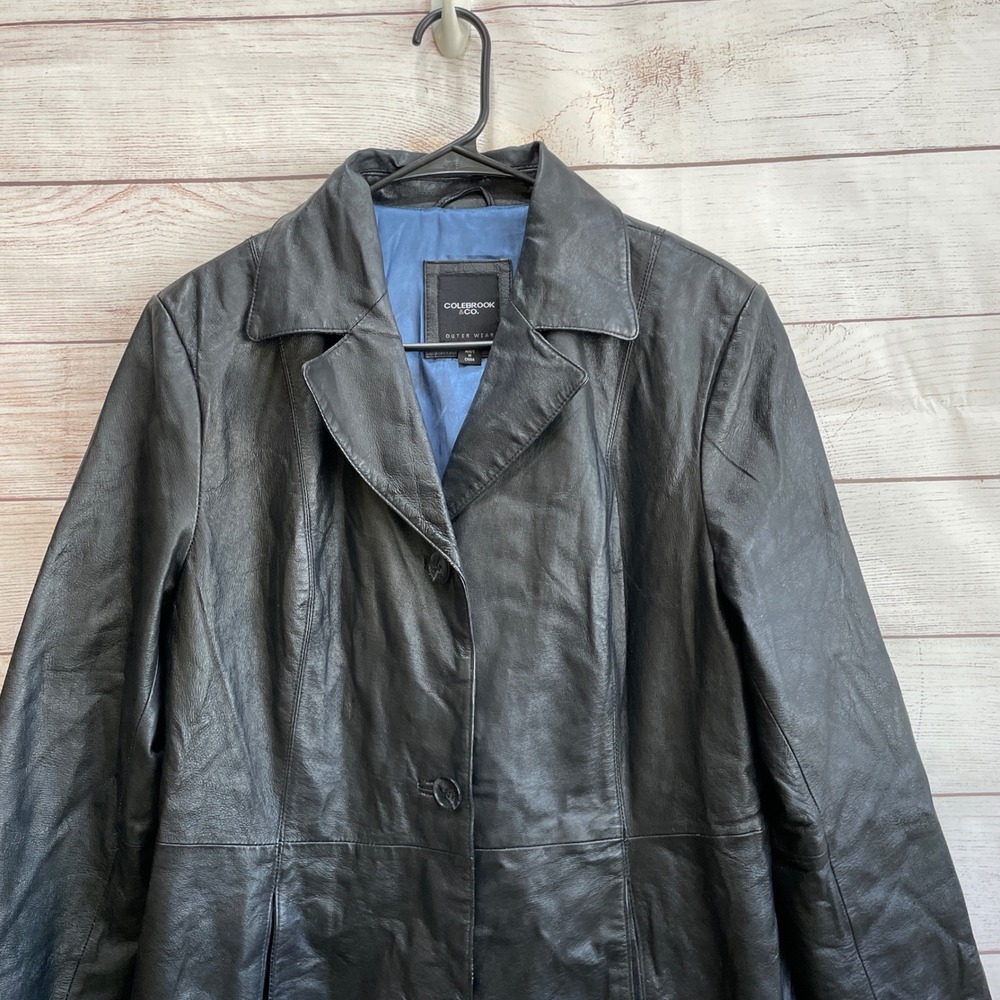 EXCELLENT CONDITION COLEBROOK & CO BLACK LEATHER JACKET - Picture 2 of 6